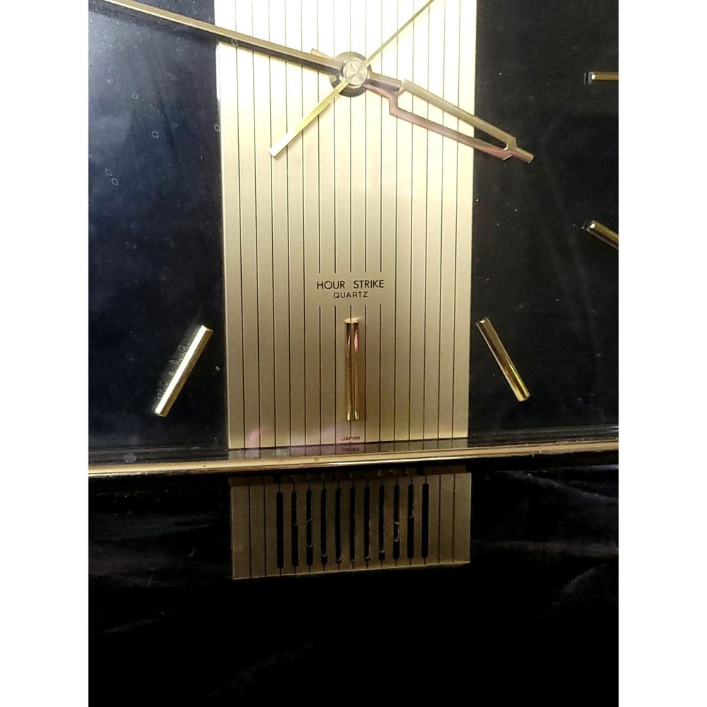 Vth 80s Gold Marcel Hour Strike Quartz Wall Clock Gold  brass 4MS603 MCM TESTED - Picture 4 of 15